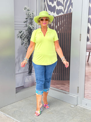 LULU-B KEY LIME SHORT SLEEVE COLLAR