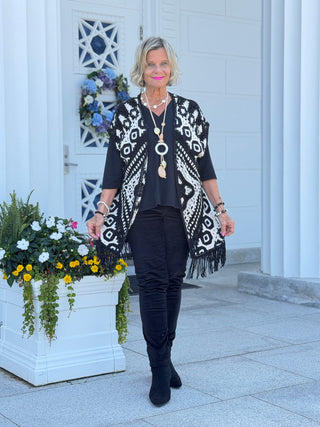 Women's Medallion Crochet Fringe Sleeveless Cardigan Cathys Place