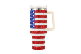USA Flag Print Rhinestone Water Bottle Cup Nima Accessories Inc