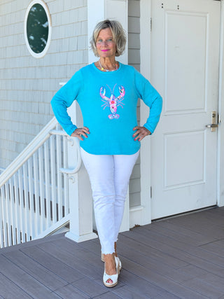 BEACH CLUB AQUA LOBSTER SWEATER Cathys Place