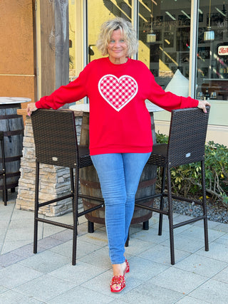 Gingham Heart Luxe Pullover Cathys Place
