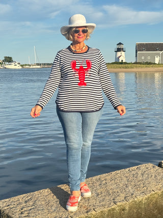 NAVY STRIPE LOBSTER SWEATER