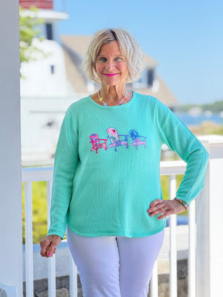 BEACH CLUB SEAFOAM ADIRONDACK SWEATER LULU-B