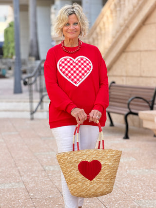 Gingham Heart Luxe Pullover