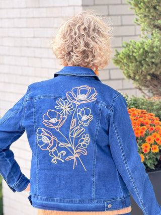 ETHYL FLOWER EMBROIDERED DENIM JACKET ETHYL JEANS