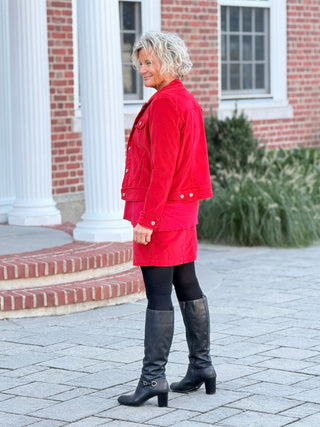 LULU-B RED NAVY VELOUR SKORT LULU-B
