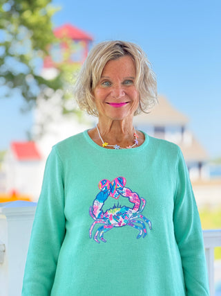 BEACH CLUB SEAFOAM CRAB SWEATER LULU b