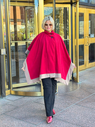 Red Womens Poncho Outer Coat