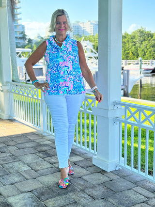 SPLASH OF PINK  SLEEVELESS RUFFLE