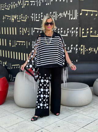 BLACK AND WHITE POKA DOT PALAZZO