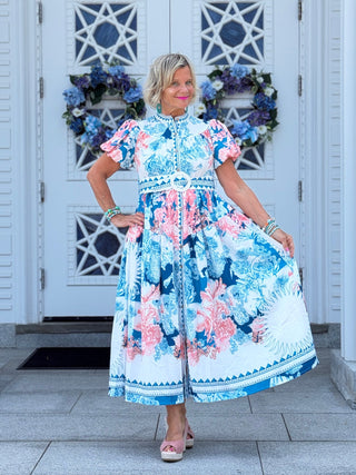 Floral Belted Maxi Dress CATHYS RESORTWEAR
