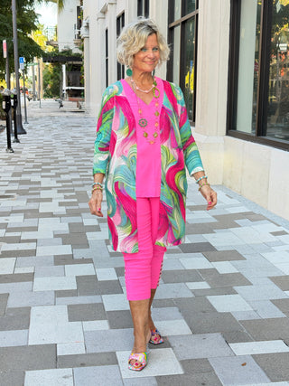 EMBELLISHED LATTICE CAPRI HOT PINK LULU-B