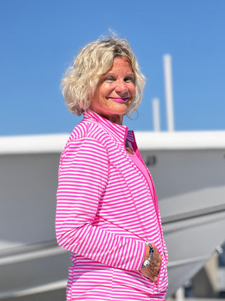 NAUTICAL HOT PINK STRIPED JACKET LULU-B