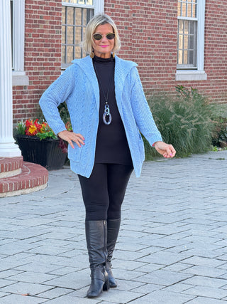 CARDIGAN PLUSH SOFT BLUE CARDIGAN SWEATER