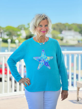 BEACH  CLUB AQUA STARFISH SWEATER LULU-B