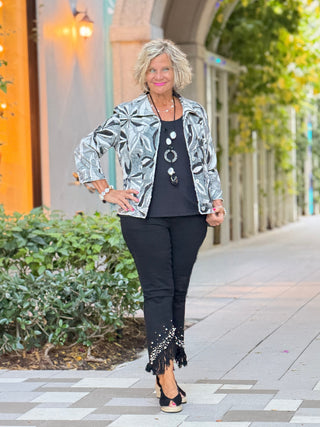 ETHYL PEARL FRINGE BLAK JEANS ETHYL JEANS