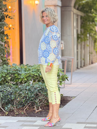 Azure Hexagon Crochet Sweater CHARLIE B