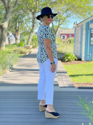 GREEN AND NAVY SHORT SLEEVE