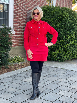 LULU-B RED NAVY VELOUR SKORT PREORDER SHIPS OCTOBER 31 LULU-B