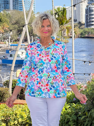 LULU B PARADISE GARDEN RUFFLE SLEEVE TOP LULU-B