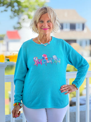 BEACH CLUB AQUA ADIRONDACK SWEATER LULU-B