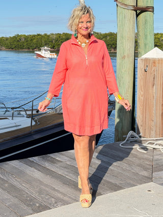 Lulu-b half zipper Salmon scuba dress LULU-B