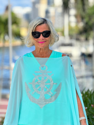 SWAROVSKI CRYSTAL SEAFOAM ANCHOR STATEMENT TOP