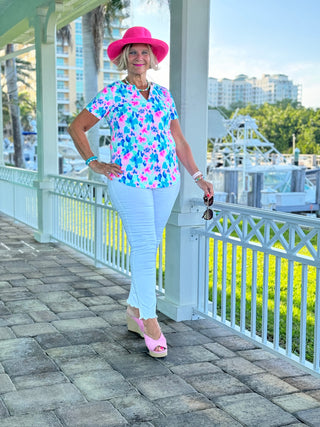 PINK PETALS SHORT SLEEVE TOP