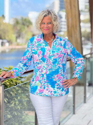 LULU-B PALM BEACH HALF ZIPPER TOP LULU-B