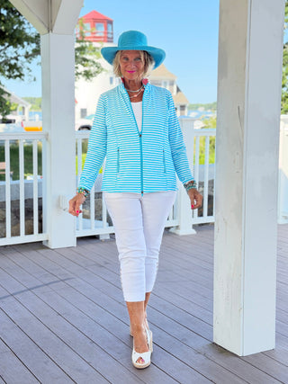 OCEAN BLUE STRIPE FULL ZIPPER LULU-B