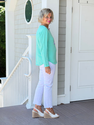 BEACH CLUB  SEAFOAM SAILBOAT SWEATER LULU-B