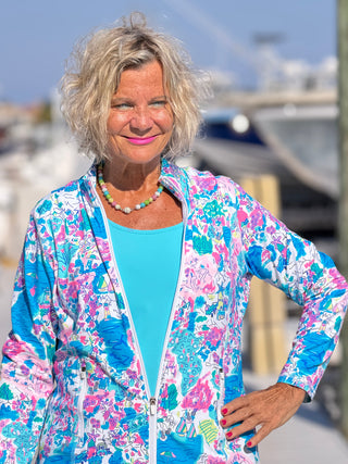 LULU-B PALM BEACH SPLASH FULL ZIPPER LULU-B