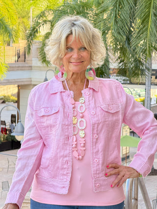 Lulu B Metallic Siesta Pink Linen Jacket LULU-B