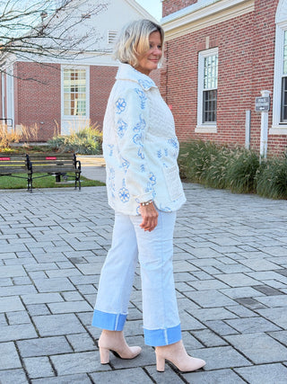 Women's Embroidered Quilted Shearling Jacket Cathys Place