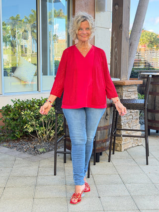 LULU B RED MESH RUFFLE WRAP LULU-B