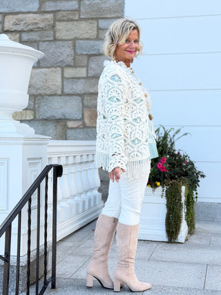 CREAM CROCHET CARDIGAN Cathys Place