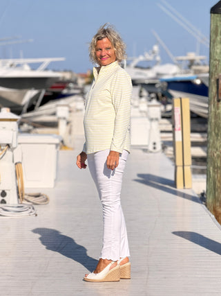 SUNNY DAY STRIPED HALF ZIPPER TOP LULU-B