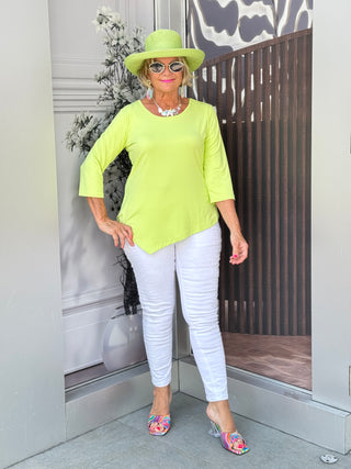 LULU-B LIME ASYMMETRIC TOP