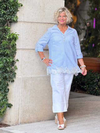 SEERSUCKER LACE TOP Cathys Place