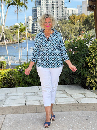 LULU B OCEAN TREASURES RUFFLE SLEEVE TOP LULU b