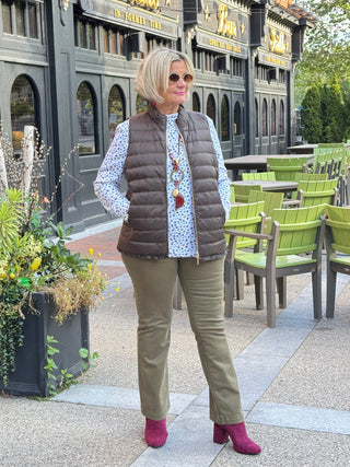 LULU-B OLIVE SHORT   PUFFER VEST
