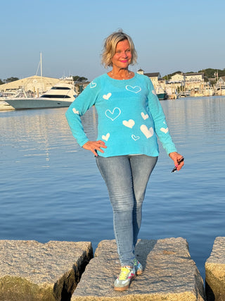 AQUA HEART CHENILLE SWEATER