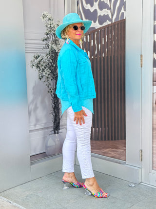 KEY WEST AQUA LINEN JACKET