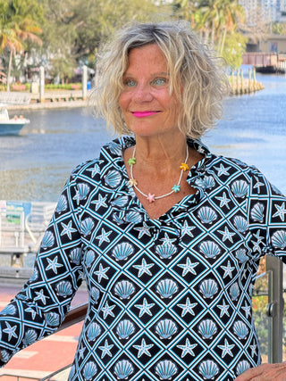 LULU B OCEAN TREASURES RUFFLE SLEEVE TOP LULU b