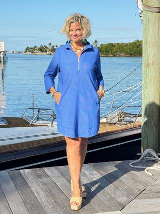 Lullu b half zipper Blu scuba dress LULU-B