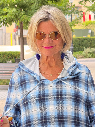 Blue Plaid Fall Day Hoodie
