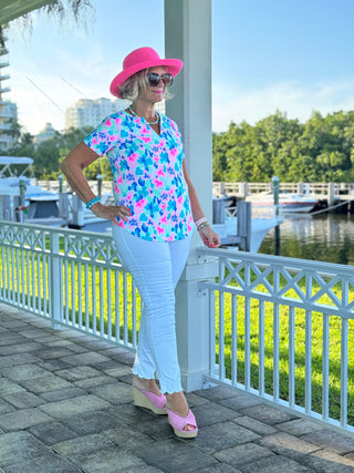 PINK PETALS SHORT SLEEVE TOP