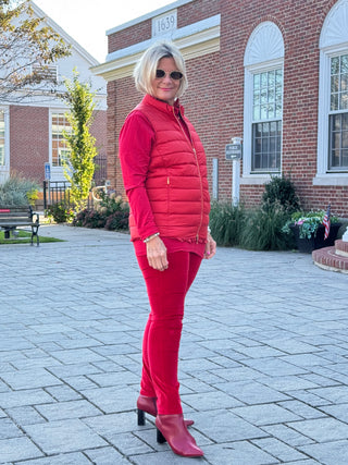 LULU-B RED SHORT PUFFER VEST