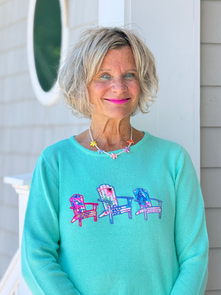 BEACH CLUB SEAFOAM ADIRONDACK SWEATER LULU-B