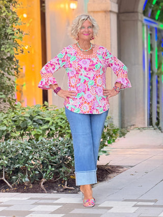 FLORAL PUFF TOP Cathys Place